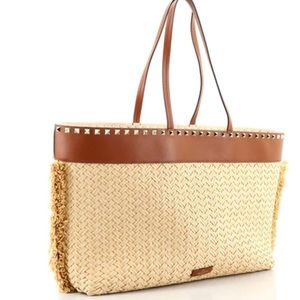 Valentino Rock Stud raffia tote